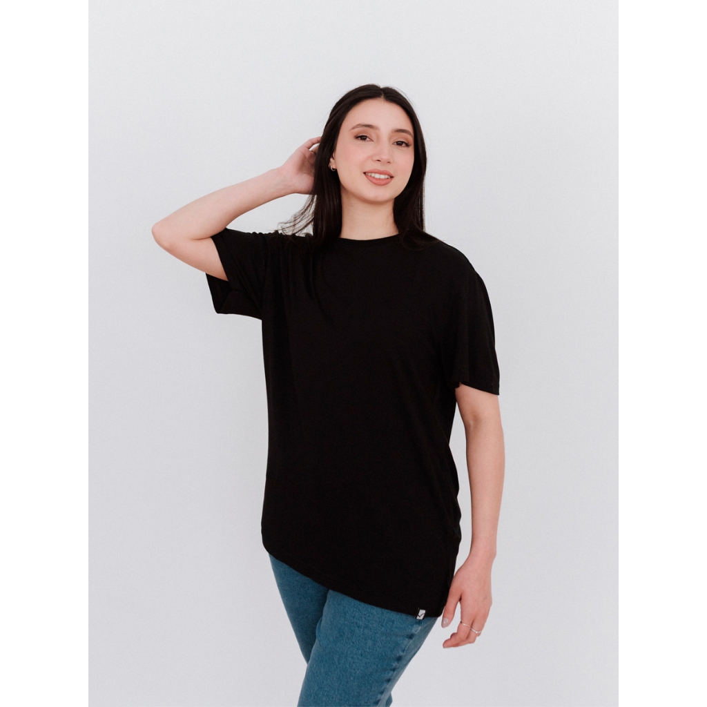 Blusa Oversized Feminina Modal Básica Lisa Camiseta T-Shirt Sem Estampa Confortável Trabalho Casual