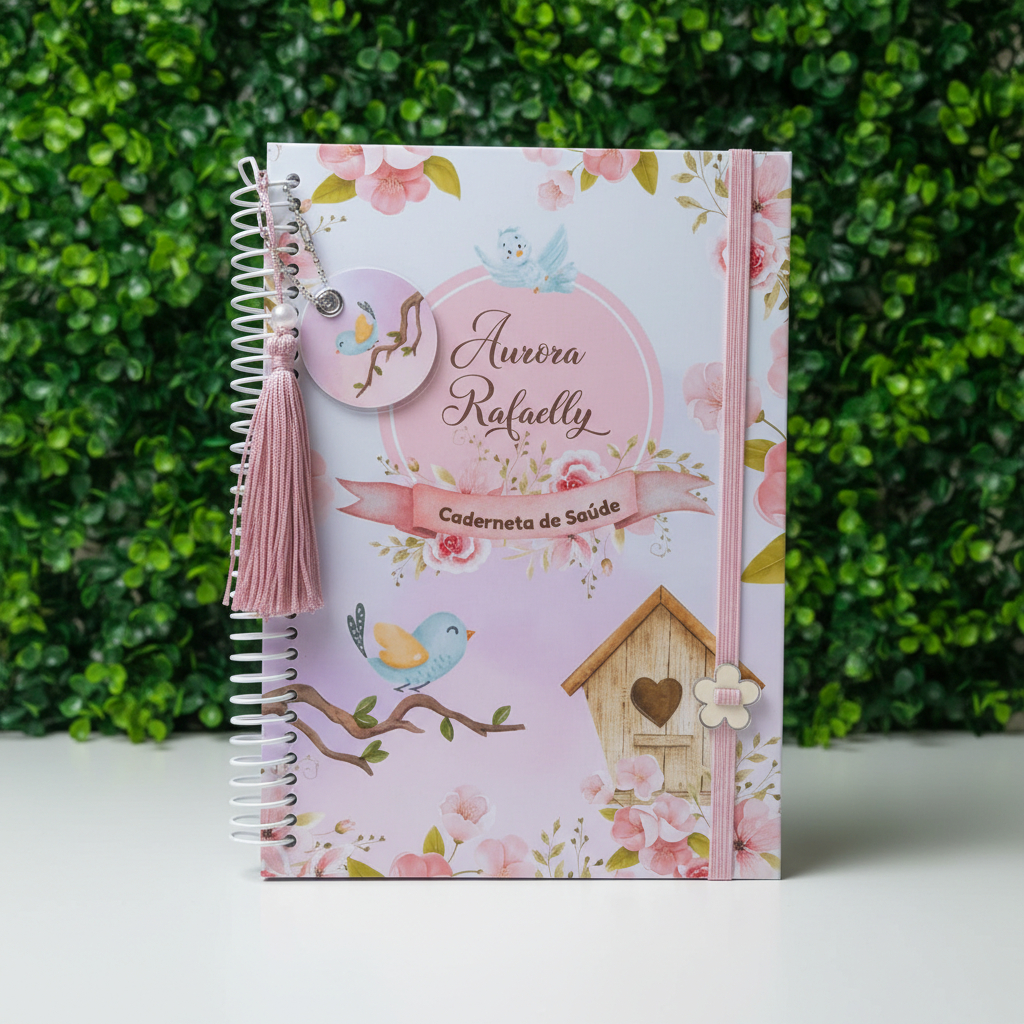 Caderneta de Vacinação Personalizada Atualizada Tema Jardim | Capa Dura | Bebê Menino ou Menina