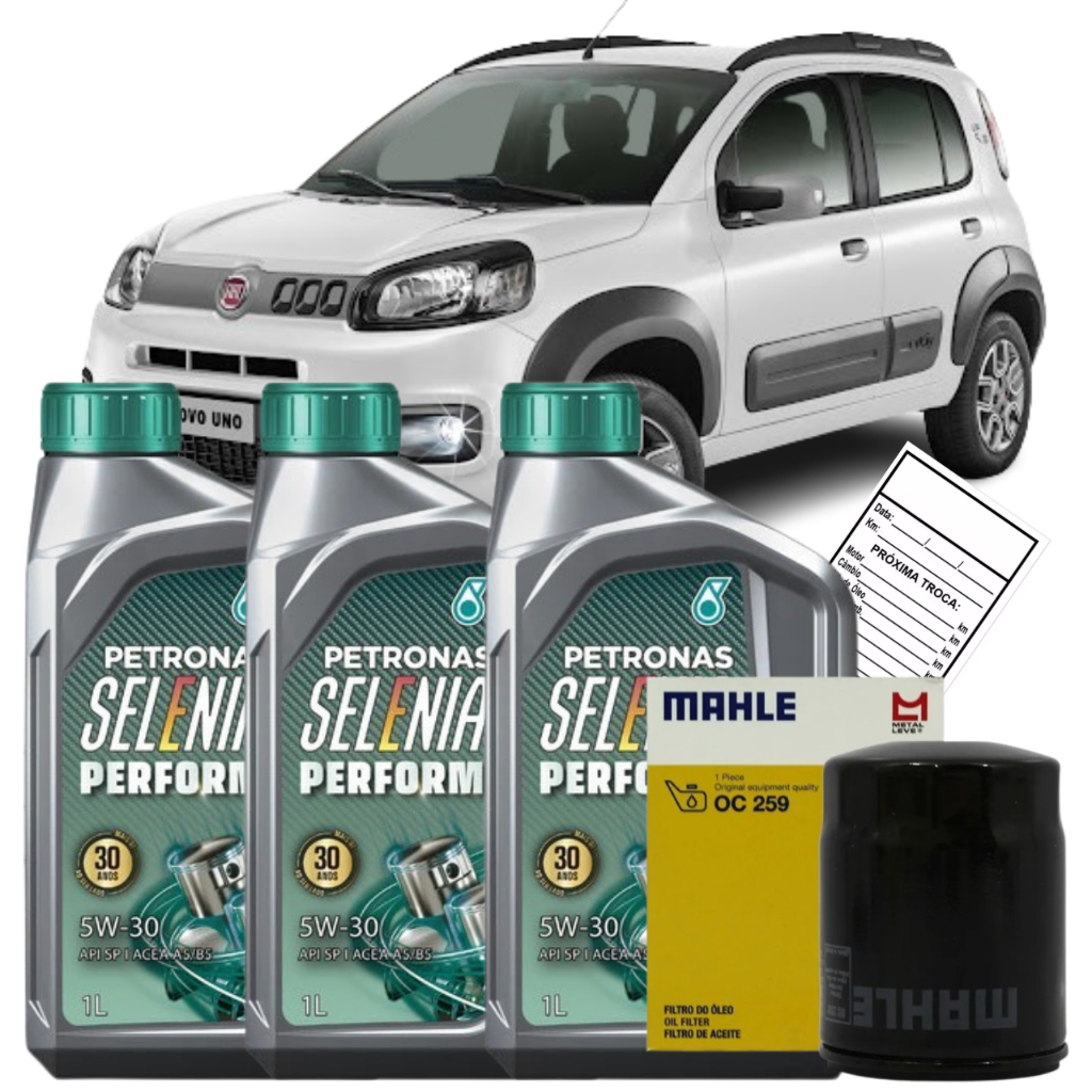 KIT TROCA OLEO 5W30 + FILTRO OLEO FIAT UNO 1.0 1.3 1.4 2010 2011 2012 2013 2014 2015 2016