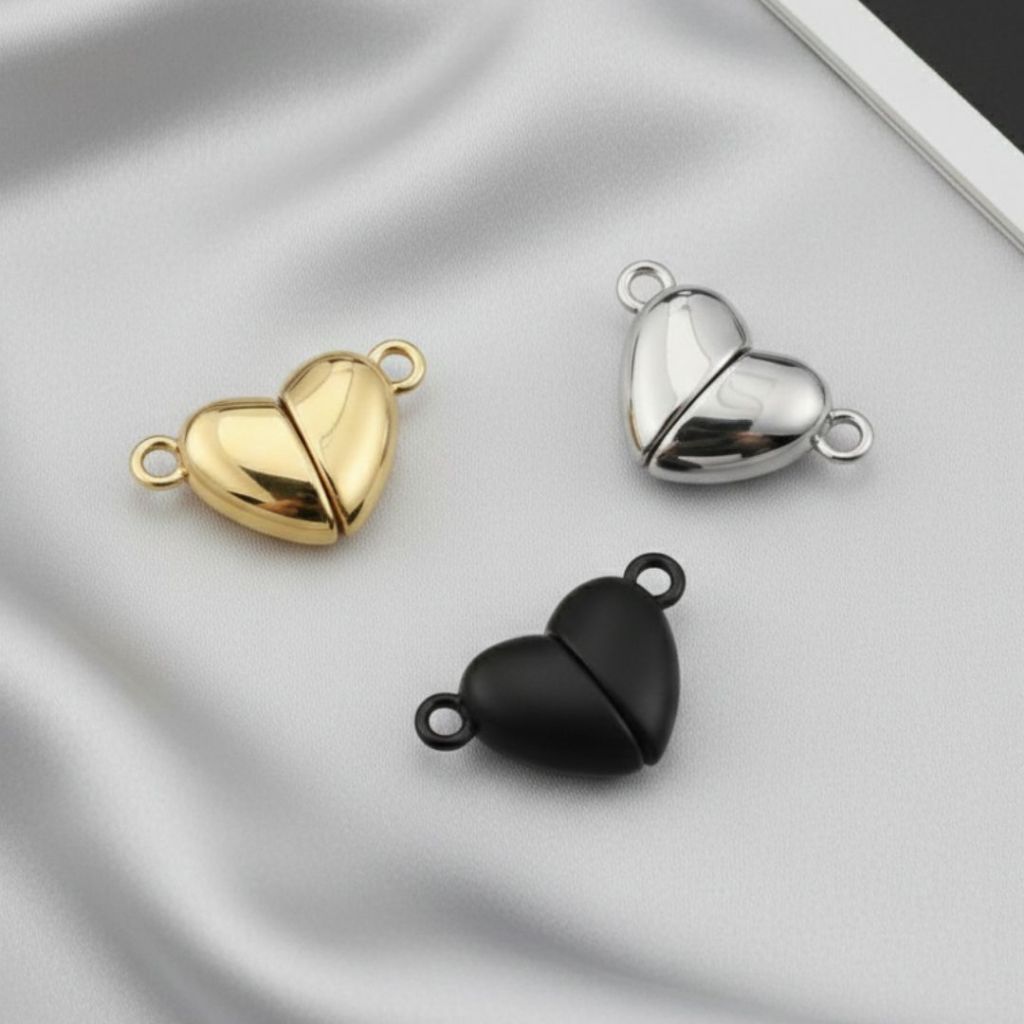 Fecho Magnético Coração 10mm Com Imã Metal Dourado Níquel Preto Fosco Kit 20 50 100 Para Bijuterias em Oferta na Shopee
