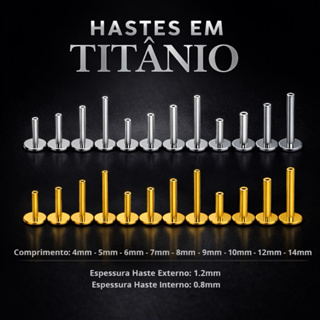 Haste Piercing Labret Titânio Rosca Interna Downsize Vários Tamanhos 4mm 5mm 6mm 7mm 8mm 10mm 12mm em Oferta na Shopee