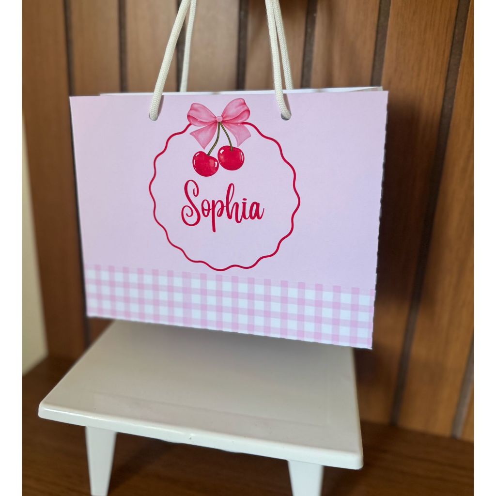 Sacolinha aniversário| Personalizado| Lembrancinha Pegue e Monte | Cerejinha