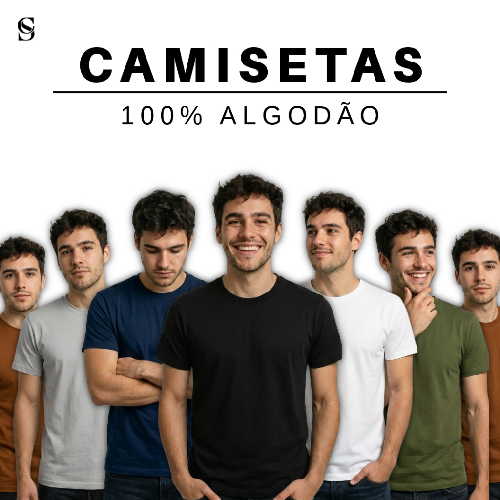 Camiseta Masculina Algodão Premium Básica Lisa Gola Redonda Blusa Várias Cores P ao GG