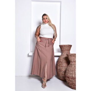 Saia Longa Evangélica Feminino Plus size Marrant Bolso Cargo Moderna Casual em Oferta na Shopee