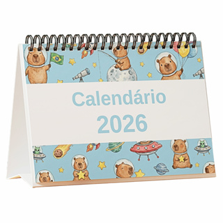 Calendário de Mesa 2026 Cute Capivaras Fofinhas A5 Planner Decorativo Wire-O Papel Premium Achala em Oferta na Shopee