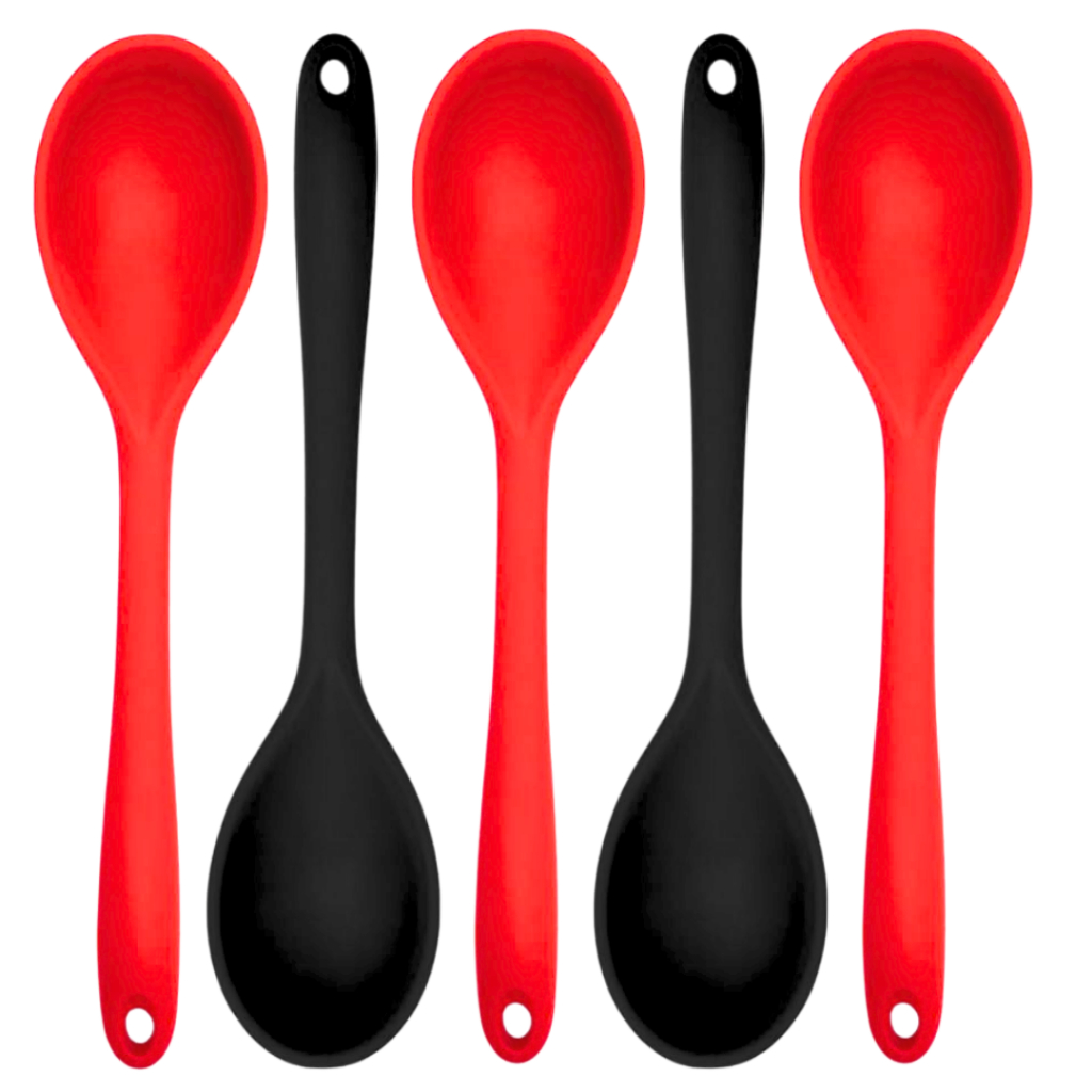 Colher Arroz Em Silicone Maciço Multiuso Para Panelas Teflon Ceramico Kit Com 02, 03 Ou 05Un.