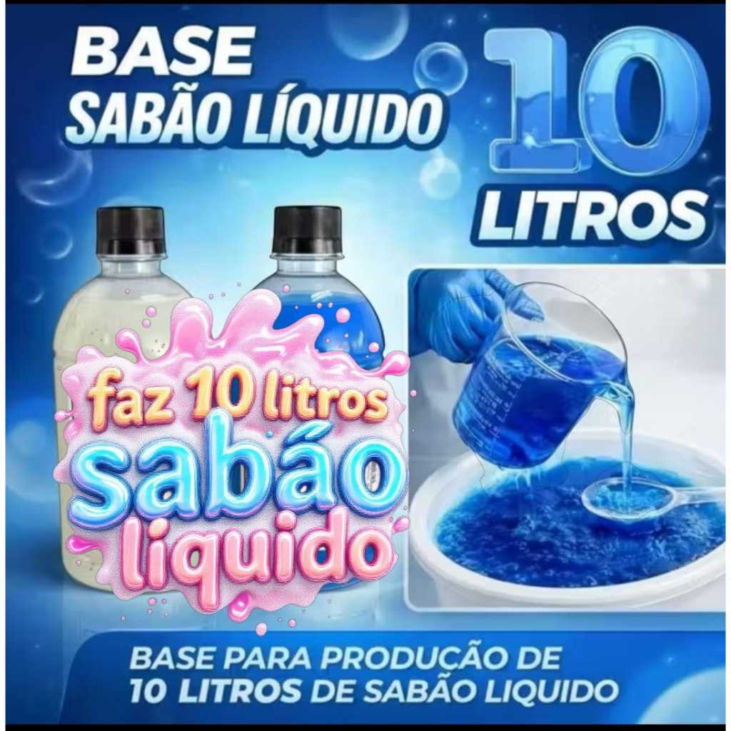 Base Concentrada p/ Sabão Líquido E Detergente – 2 Frascos A+B até 10 litros