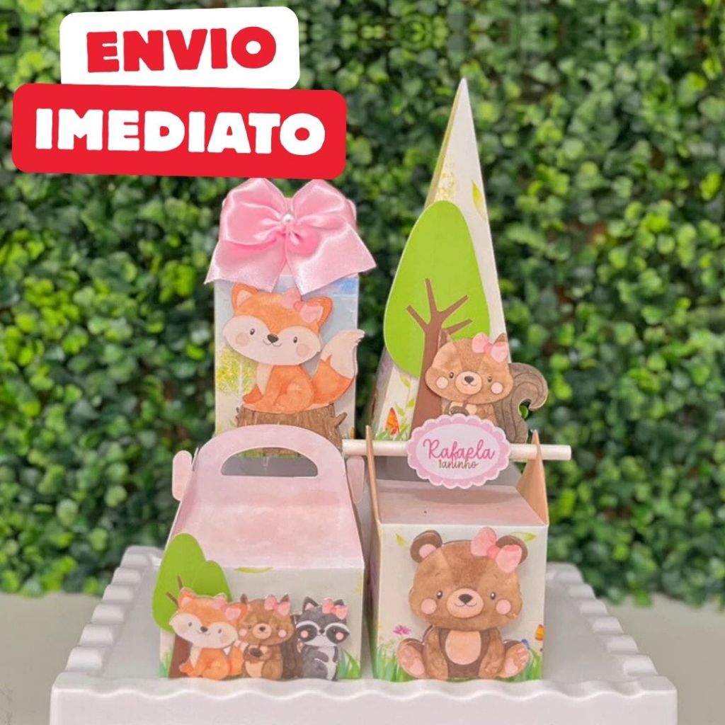 ENVIO RÁPIDO Kit Festa Bosque Encantado Raposinha Personalizado | Lembrancinha Aniversário Pirâmide