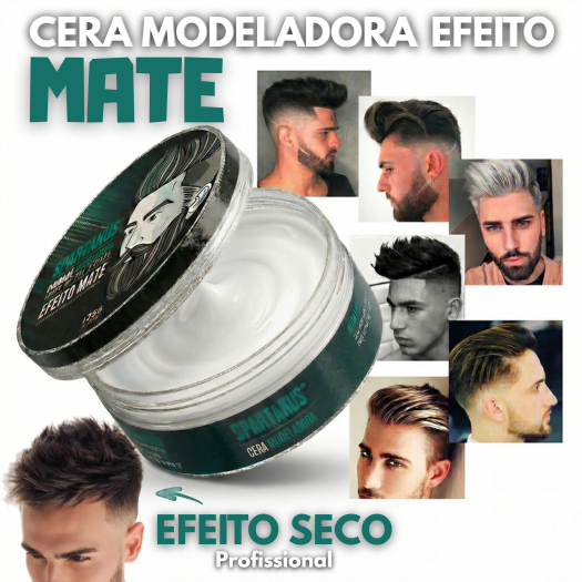 Cera Modeladora Efeito MATE 130g Pomada Para Cabelo e Barba SPARTAKUS | Professional Para Salões