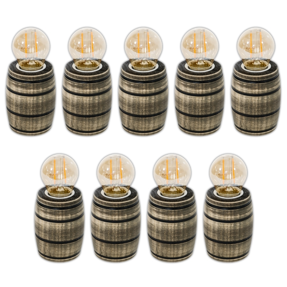 Kit 9 Soquetes Bocais para Lustres Roda de Carroça Decorações Colonial Madeira Maciça - Rústico