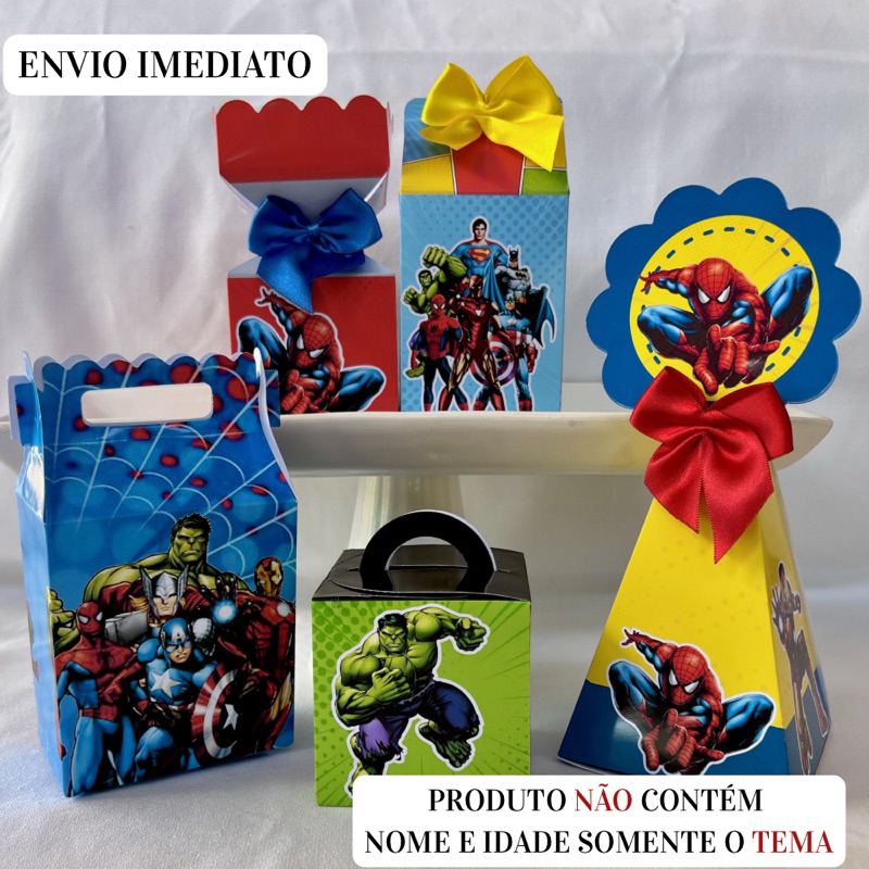 Caixinhas Personalizadas Vingadores Herois\ Festa \ Lembrancinha\Aniversário\Pegue e Monte \Mimo\Pronta Entrega