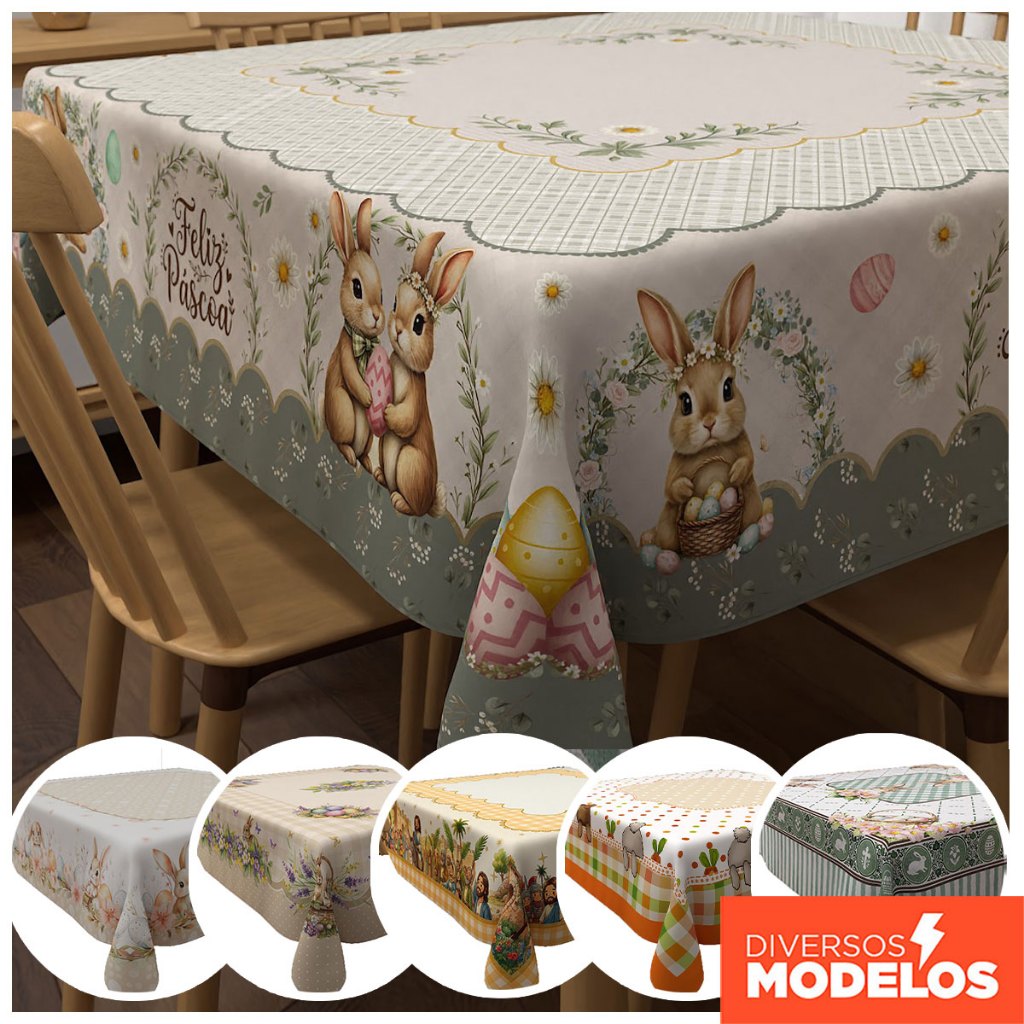 Toalha de Mesa Quadrada Decorativa de Páscoa Mesa Posta para 4 Lugares 1,40x1,40m em Oferta na Shopee
