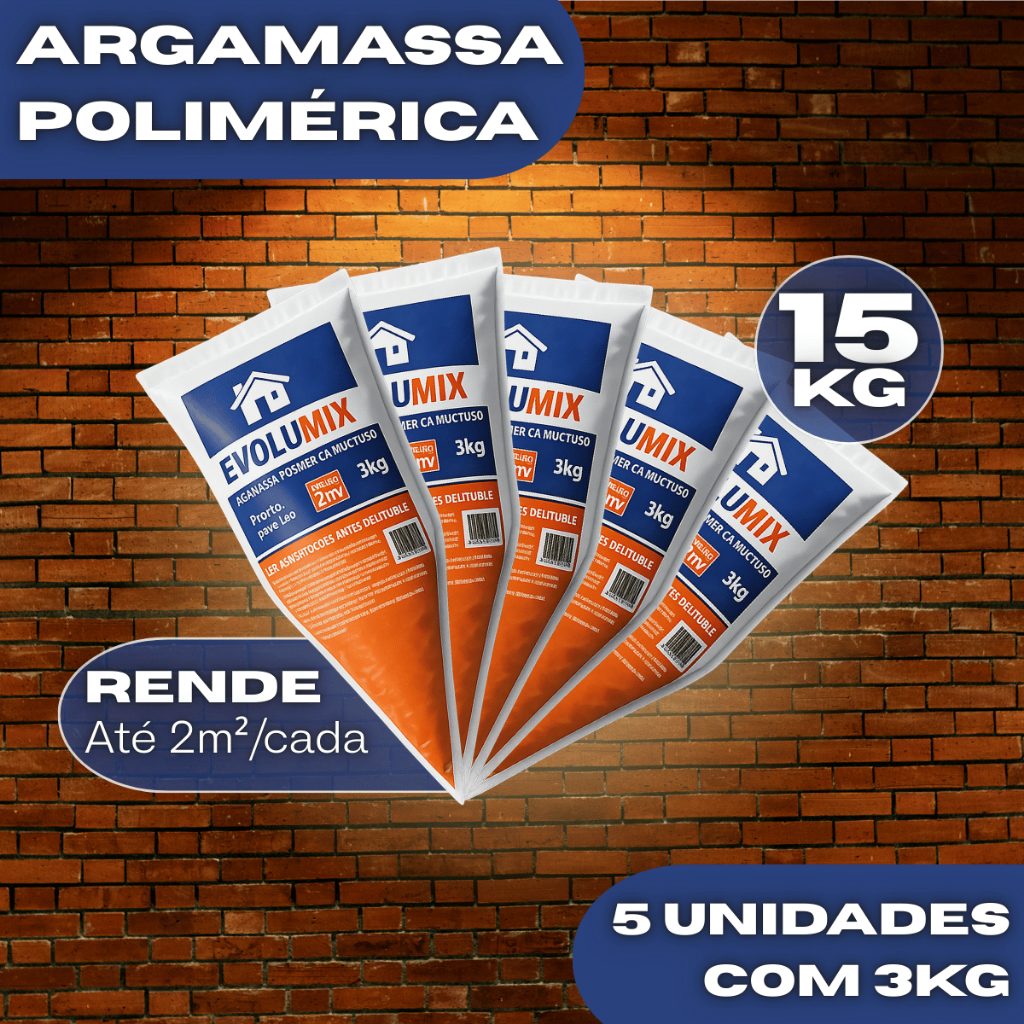 Kit Econômico 5 Argamassa Polimérica 3kg Mais Agilidade na Obra Pronta para Uso Alta Resistência