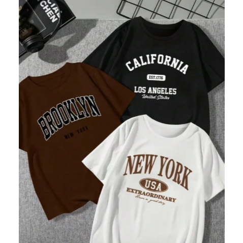 POLAR BEAR Kit 3 Camisetas Basicas Casuais Estilosas Estampadas - NY - Brooklyn e California