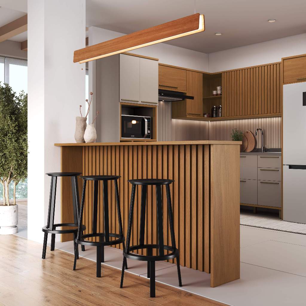 Bancada Ripada Para Cozinha 208cm Cairo Fidelitá Freijó em Oferta na Shopee