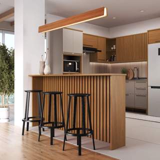 Bancada Ripada Para Cozinha 208cm Cairo Fidelitá Freijó em Oferta na Shopee