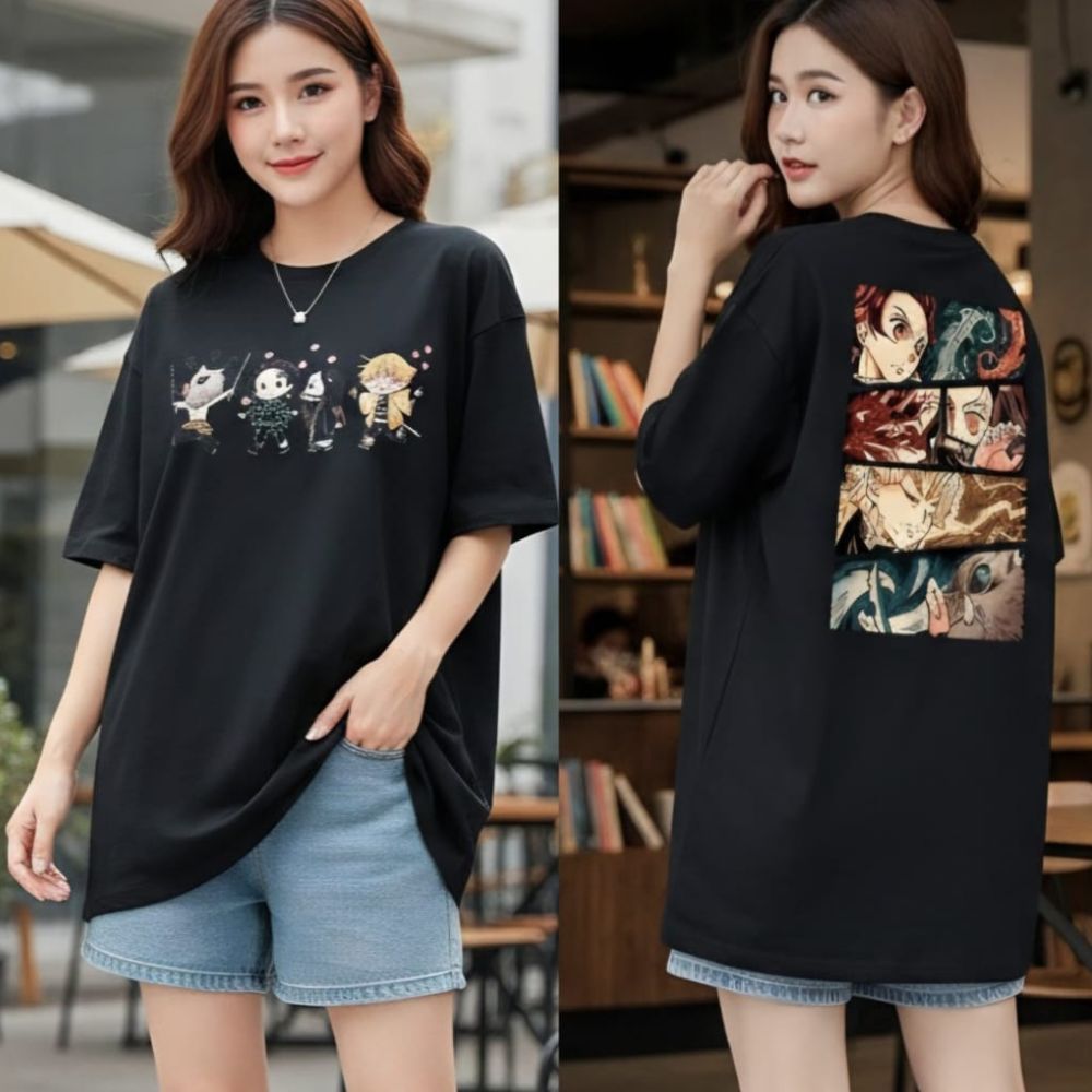 Camiseta Basica Demon Slayer Chibli Eyes Personagens Anime Camisa Unissex Infantil Juvenil Adulto