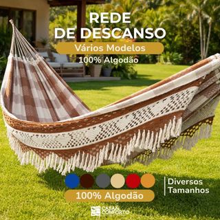 Rede De Descanso Casal Luxo Bucho De Boi King Suporta até 300kg Vários Modelos e Cores