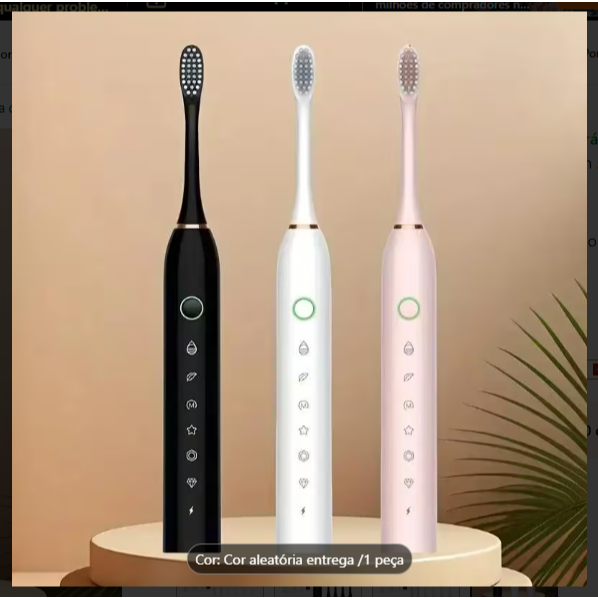Escova Dental Elétrica Recarregável Ideal Para Crianças Adultas 6 Modos Opcionais USB Ultrassônica