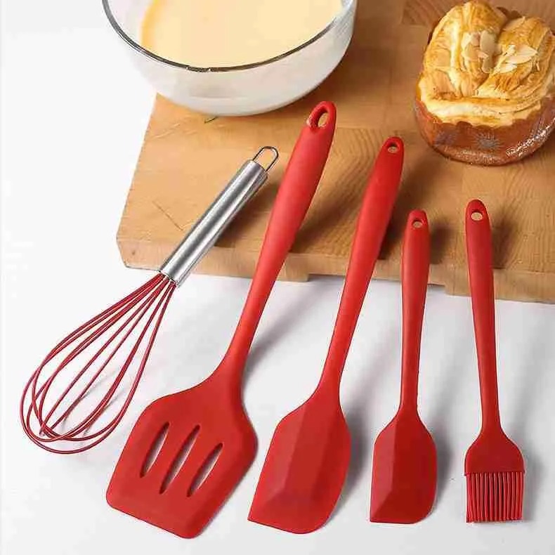 KIT UTENSÍLIOS DE COZINHA EM SILICONE COM FUÊ – 5 PEÇAS COMPLETAS PARA SUA COZINHA! 🔥