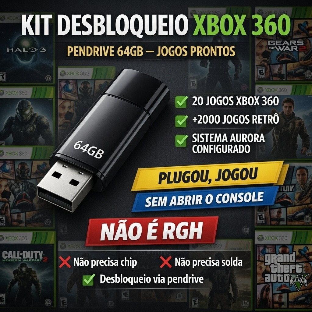 Exploit Para xbox 360, Com rock Band, Aurora Cofigurado De 20 a 200 jogos
