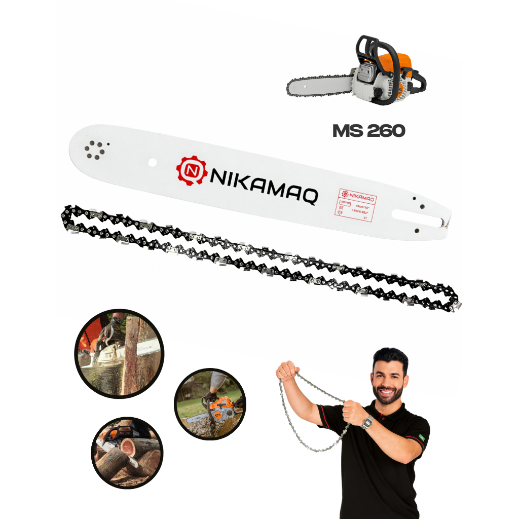 Kit Sabre Saibro Barra Facão + corrente 33+1 Dentes para Motosserra Stihl MS260