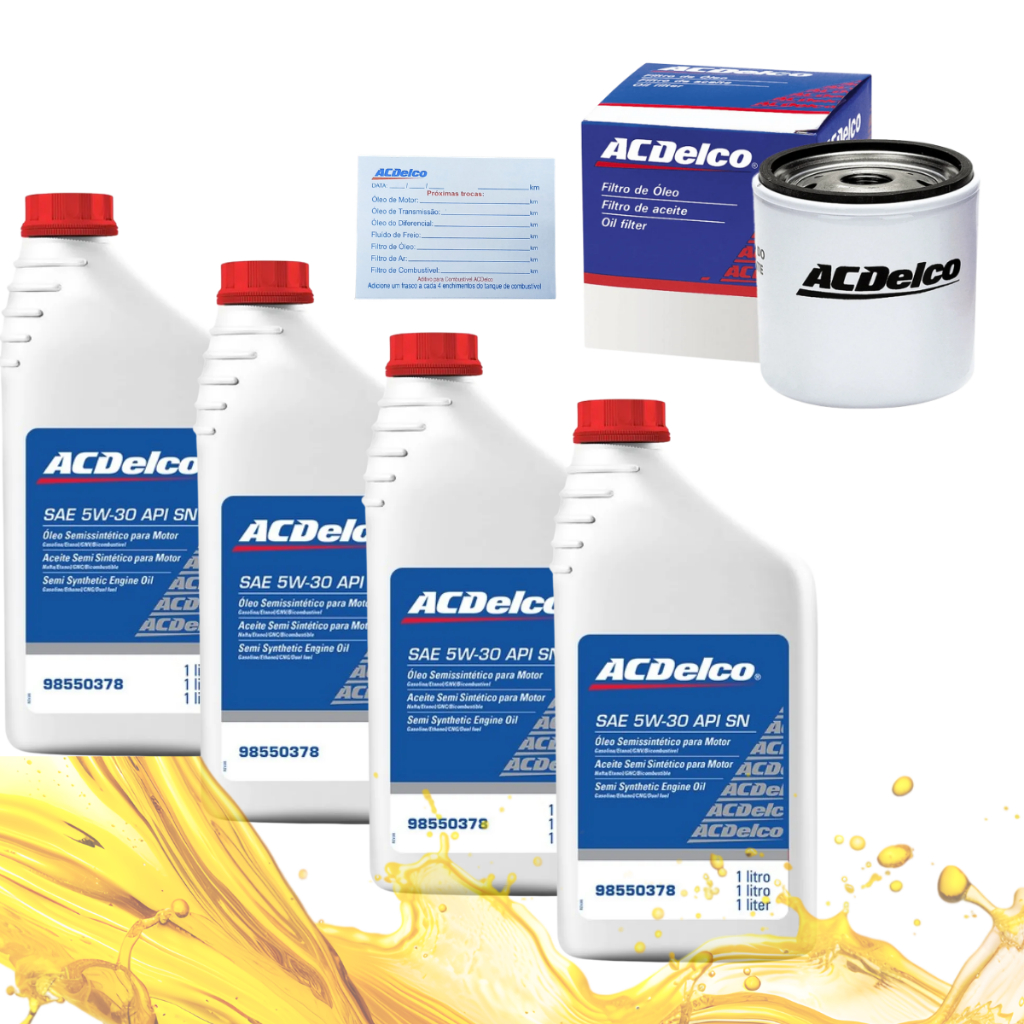 Kit 4 Litros de Óleo 5w30 Semi Sintético e Filtro de Óleo Onix Cobalt Spin Corsa Agil Classic Montana Zafira Vectra Astr