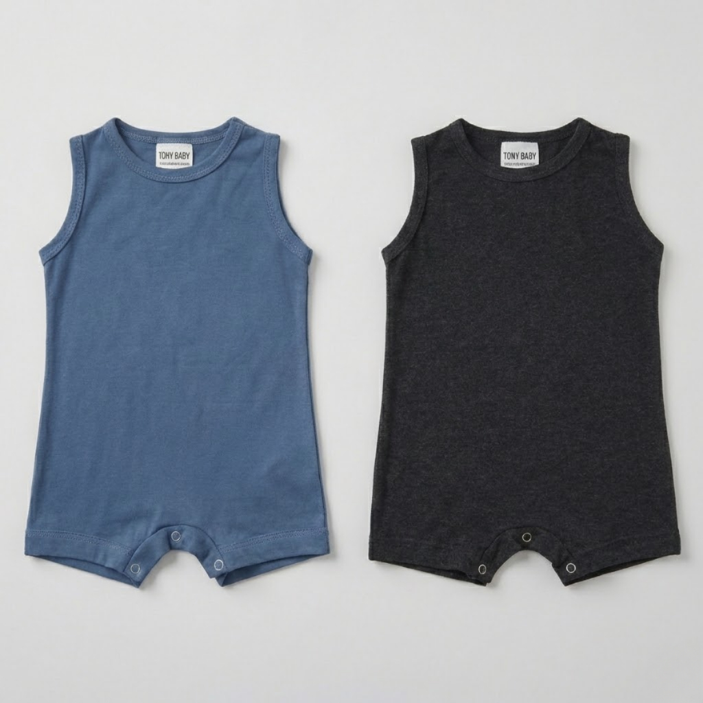 Kit 2 Macaquinhos Bebê Regata Algodão Premium Verão Cores Sortidas Minimalista Roupa Menino Promoção