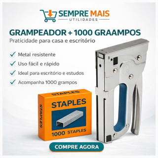 Grampeador Tapeceiro + 1.000 GRAMPOS  Manual Aceita 4mm 6mm 8mm Grampo em Oferta na Shopee