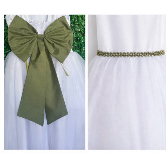 Cinto de Pérolas + Laço Verde Oliva Verde Militar para Daminha | Festa Infantil REF4197 em Oferta na Shopee