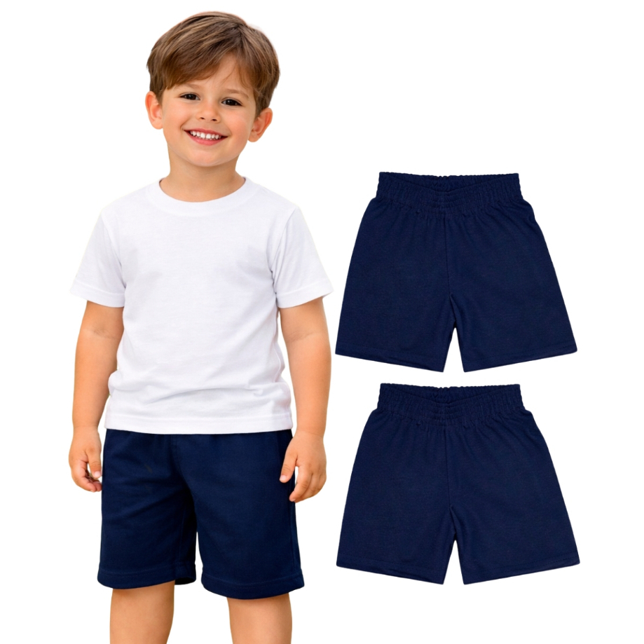 Kit 2 Bermuda Escolar Menino Infantil em Oferta na Shopee