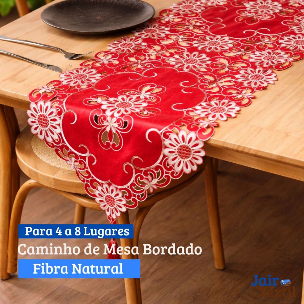 Caminho de Mesa Bordado com Renda 40x1,80m Para 4 a 8 Lugares em Oferta na Shopee