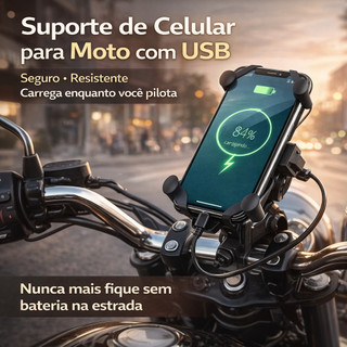 Suporte Celular Motocicleta Gps Garra Carregador Universal Bike Moto Trilha Scooter Carregamento