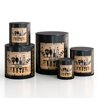 Kit Cozinha 5 Potes Porta Mantimentos Plástico Decorado Talheres em Oferta na Shopee