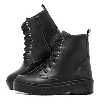 Bota Coturno Feminino Tratorado Cano Médio Com Zíper Confortável