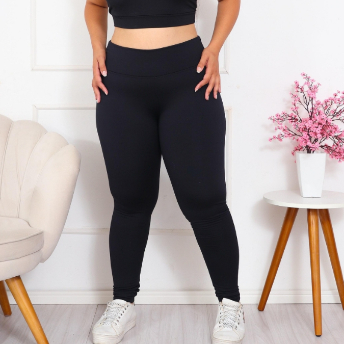 Calça Legging Plus Size Feminino Suplex Flanelada Não Marca Fitness Zero Transparência Academia