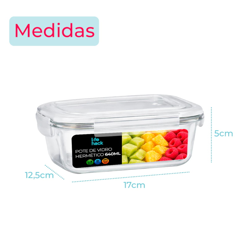 Conjunto de Potes de Vidro Herméticos 370/640/1040ml para Mantimentos — foto 4