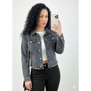 Jaqueta Jeans  Feminina Casaco Jaquetinha Cropped Manga Longa Original em Oferta na Shopee
