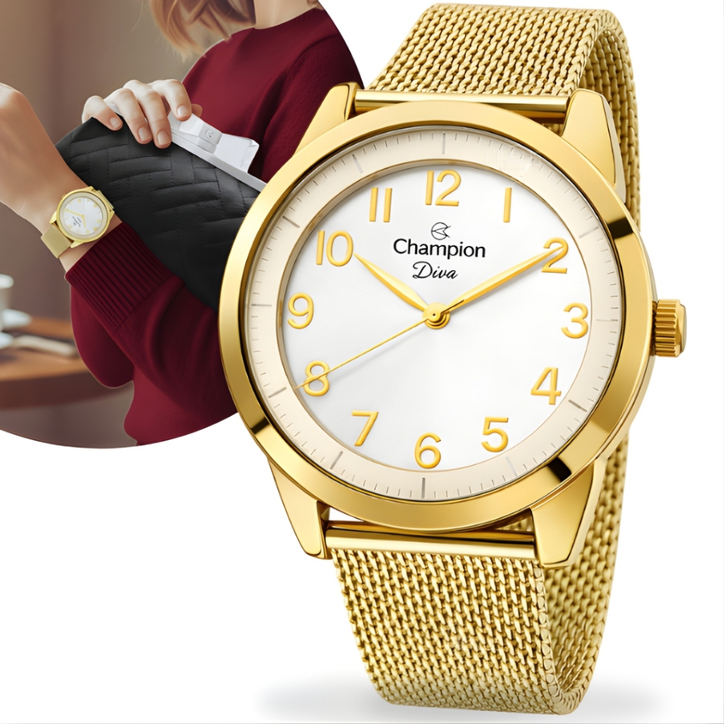 Kit Relógio De Pulso Com Bolsa Elegante Champion Original em Oferta na Shopee