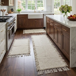 Jogo Tapete Cozinha Algodão Cru 3 Peças 2 Tapetes + 1 Passadeira em Oferta na Shopee