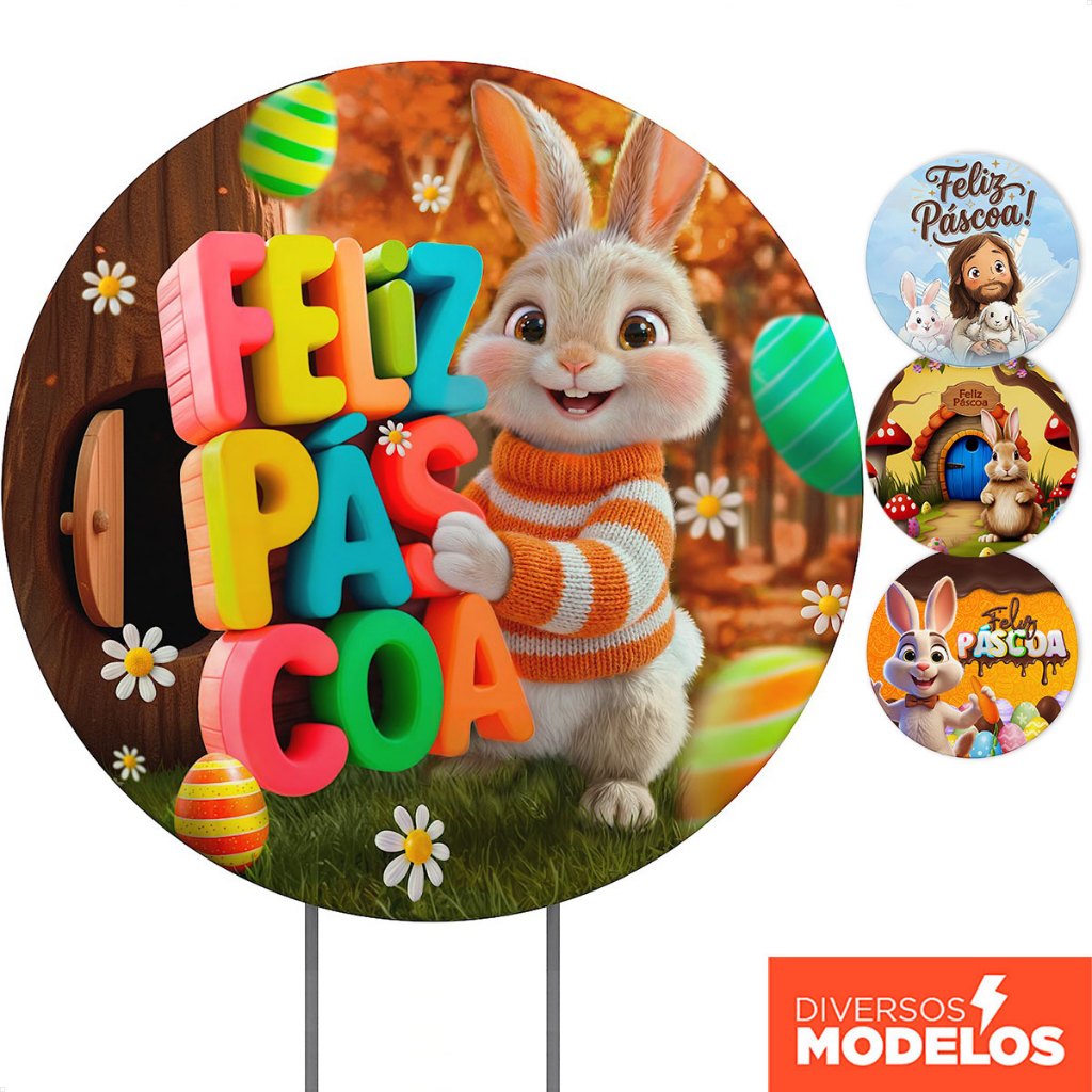 Capa Painel Redondo Páscoa Festa Em Tecido Sublimado 150x150m Com Elástico Veste Fácil em Oferta na Shopee