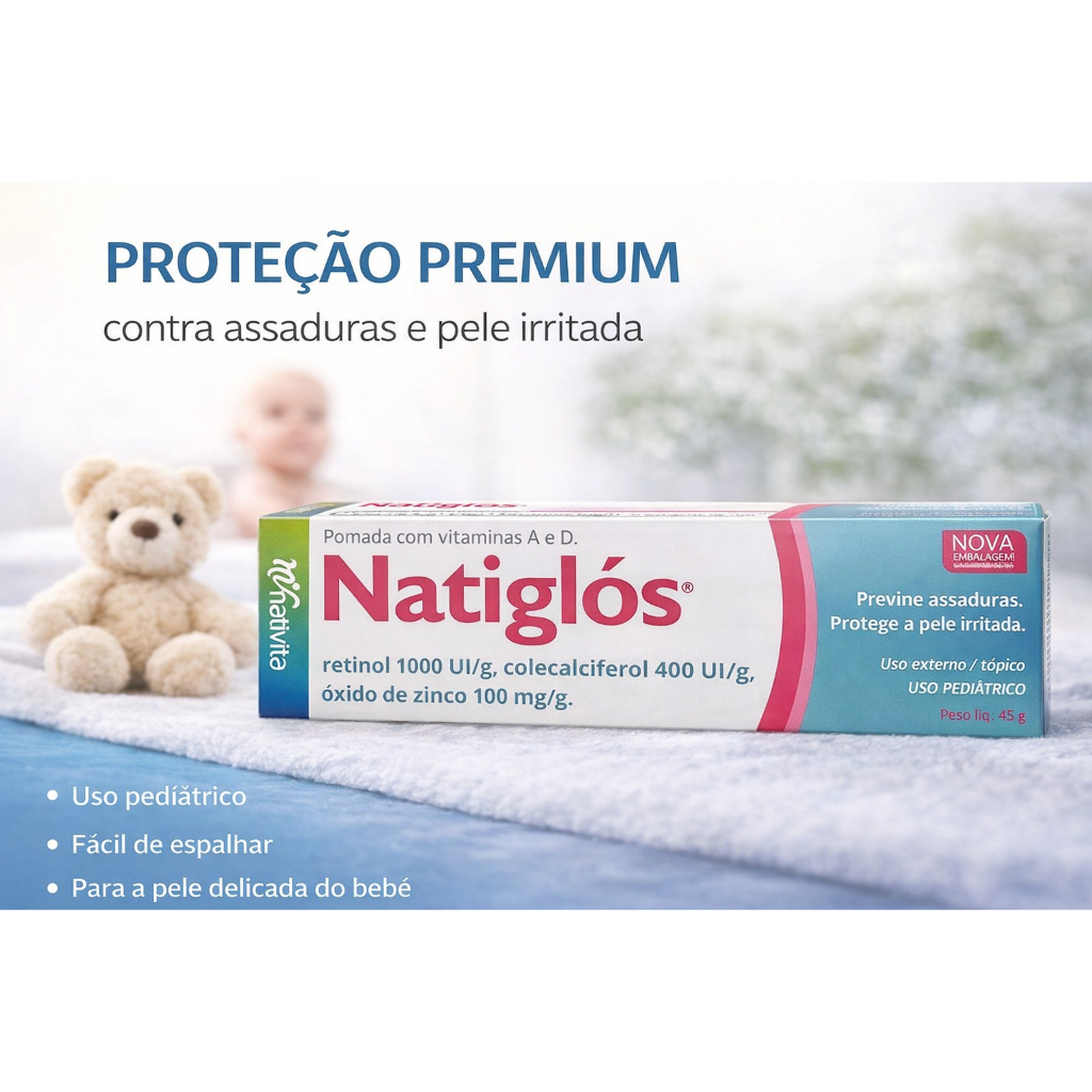 NATIGLÓS POMADA PARA ASSADURAS COM VITAMINAS A + D – 45g (HIPOGLÓS)