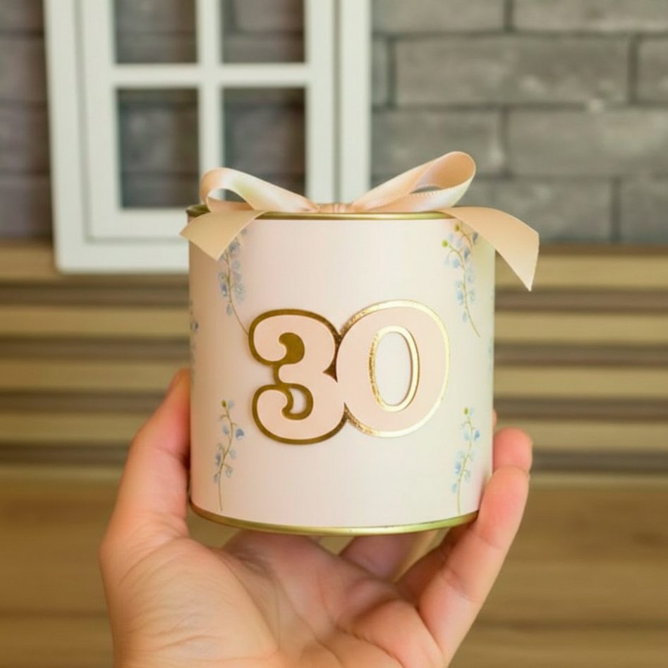 Aplique Idade 3D Luxo Bege e Dourado para Lembrancinhas | Personalizado com Número | Kit 10 a 50un