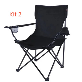 Cadeira Portátil Dobrável Kit 2 ou Kit 3 Pesca Camping Praia Encosto 130kg em Oferta na Shopee