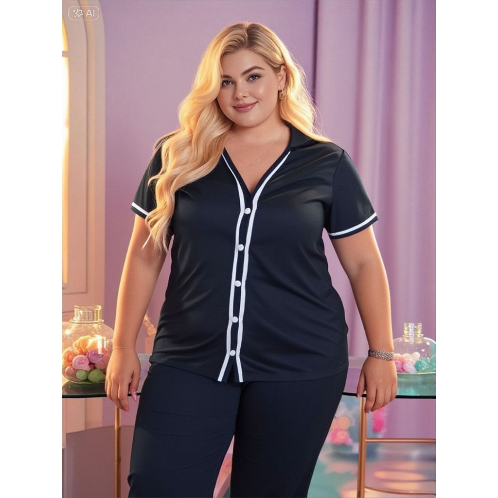 Pijama Plus Size Americano Amamentação com Botões Pós Parto Blogueirinha em Oferta na Shopee