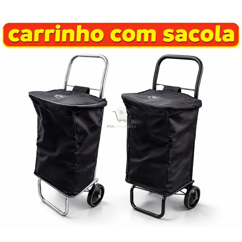 Carrinho De Compras Dobrável Com Sacola Grande Reforçado 2 Rodas Super Resistente Ideal Para Compras em Oferta na Shopee