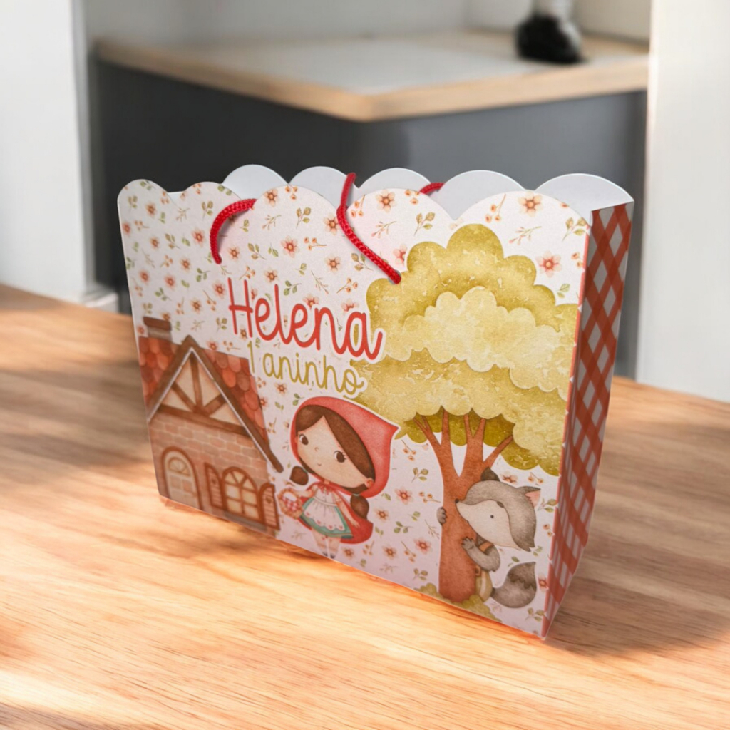 10 Sacolinhas tema Chapeuzinho Vermelho Personalizadas – Lembrancinha Festa Infantil G (20x16x6)