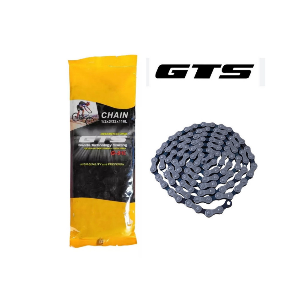 Corrente Gts Fina Index Prata 7/8 Velocidades 116 Elos em Oferta na Shopee