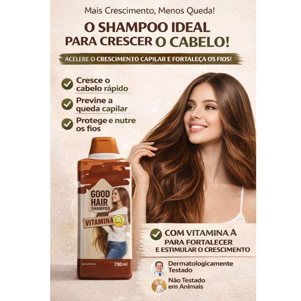 Shampoo Para crescer Cabelos e Dar Brilhos nos Cabelos  Good Horse – Vitamina A Fortes Cavalo