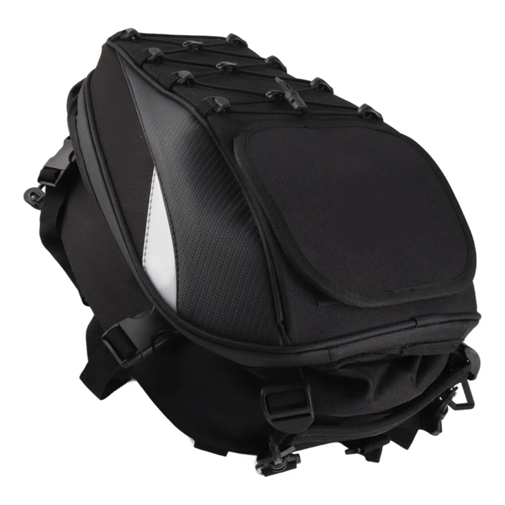 Mochila Bau Bagageiro Moto Alforge 37L Traseiro Porta Capacete Bag Impermeável Expansiva